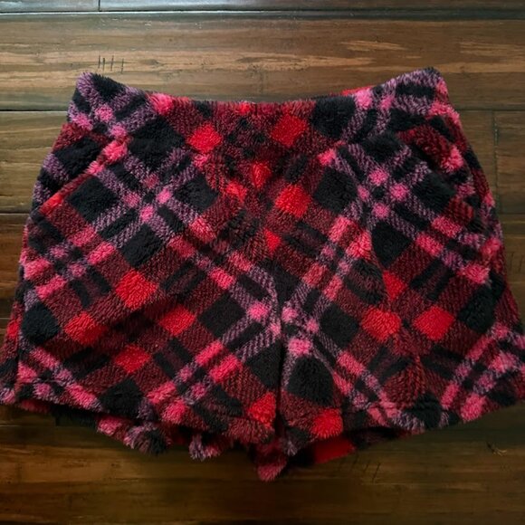 Maurices Shorts size L High Rise Sherpa Plaid Pajama Casual - Picture 7 of 8